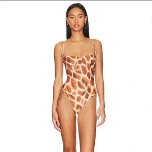 NWOT WeWoreWhat Balconette One Piece Swimsuit Sahara Giraffe Womens Medium